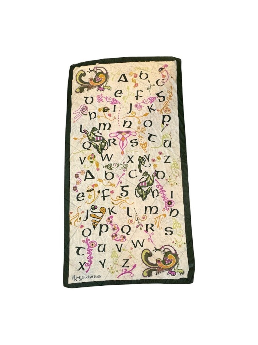 The Book Of Kells Manuscript Alphabet Textile Wrap Scarf Celtic Unicial  80 x 43